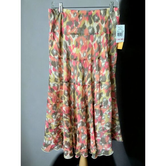 Chic Boho Womens Petite Multicolor Floral Lined A Line Skirt Ruby Rd NEW 10P - Picture 4 of 7